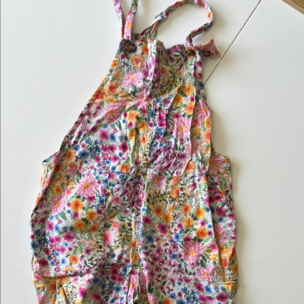 H&M Pink and Orange Overalls with Adjustable Straps